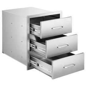 Outdoor Kitchen Drawers 18.11" W x 23.23" D x 23.23" H, Triple-Access Stainless Steel Modular Drawer Cabinet with Handles
