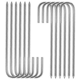 16PC 12inch J-Shaped Threaded Ground Screws, Steel Ground Screws, for Pipe and Tent Securing, Windproof and Durable