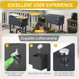 87.5*91*38.5cm 80QT Rectangular Plastic Box Iron Foot Tube Refrigeration and Insulation Cart Dark Grey
