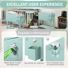 91*84.5*38.5cm Rectangular Plastic Box Frozen Insulation Cart Mint Green