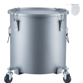 Fryer Grease Bucket, 10 Gal Oil Disposal Caddy with Caster Base, Carbon Steel Rust-Proof Coating, Oil Transport Container with Lid, Lock Clips