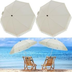 2 Pcs Automatic Chair Umbrella with Universal Clamp 44" UPF 50+ Portable Clamp on Beach Chair Adjustable Wheelchair Umbrella for Outdoor Patio Pa (Color: Grey)