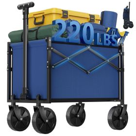 Foldable trolley, equipped with wheels, with a load capacity of 220 pounds, a sturdy and durable mini foldable portable van with adjustable handl (Color: Blue)