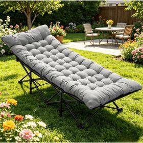 Foldable camping bed with mattress, sturdy and durable folding bed (Color: Grey)