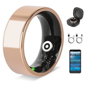 Smart Ring Health Tracker Fitness Sleep Stress HRV Tracker With Charging Case Magnetic Charging Cable For Women & Men Compatible With IOS & Andro (Option: Gold-Size 8)
