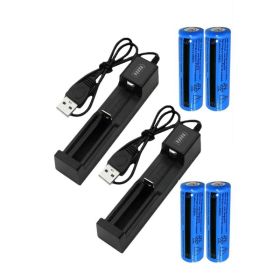 Li-ion Battery&Charger 3000mAh 3.7V Rechargeable Lithium Batteries USB Charger For Torch Flashlight (Option: 2Pack)